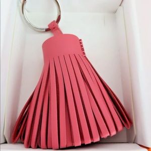 BNIB HERMES CARMEN KEYCHAIN POM POM ROSE AZALEE